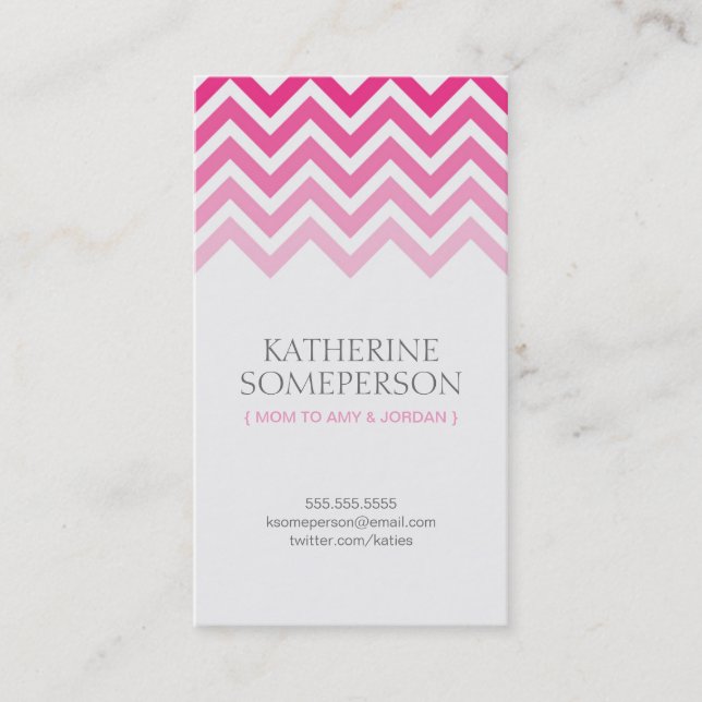 Hot Pink Chevron Ombre Mum Calling Cards (Front)