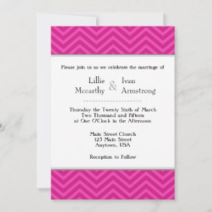 Hot Pink Chevron Wedding Invitations