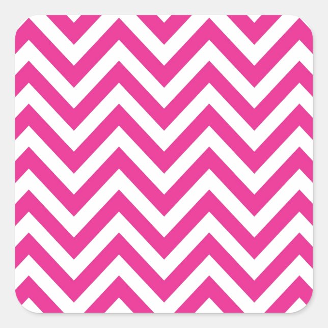 Hot Pink Chevron zigzag Pattern Square Sticker (Front)