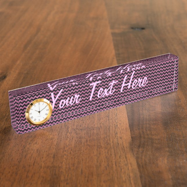 Hot Pink Chevrons Chic Elegant Print Nameplate (Side)