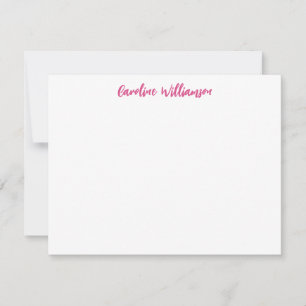 Hot Pink Chic Handwriting Personalised Stationery Card