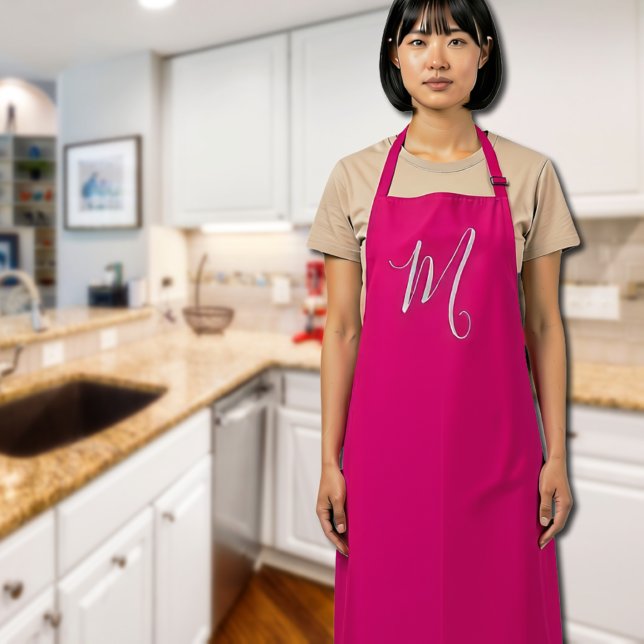 hot pink- chic monogram  apron (Creator Uploaded)