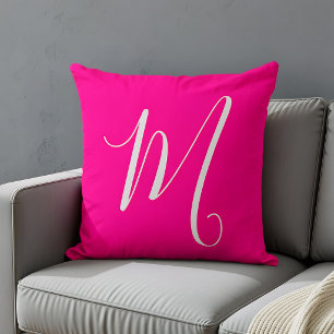 hot pink- chic monogram cushion