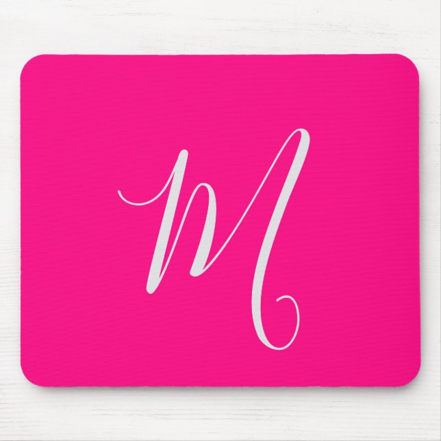 hot pink- chic monogram  mouse mat (Front)
