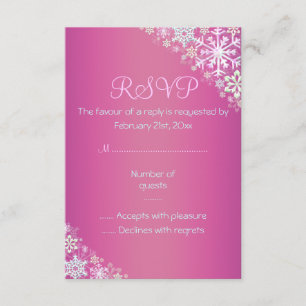 Hot Pink Chic Snowflake RSVP Card