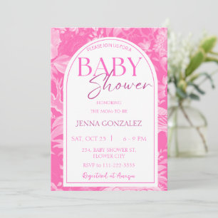 Hot Pink Chinoiserie Girl Baby Shower Invitation