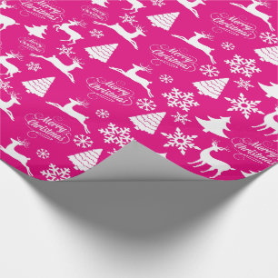Hot Pink Christmas Holiday Wrapping Paper