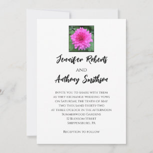 Hot Pink Chrysanthemum Floral Wedding Invitation