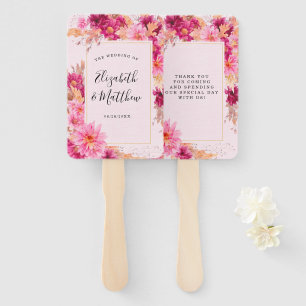 Hot Pink Chrysanthemum Wedding Hand Fan