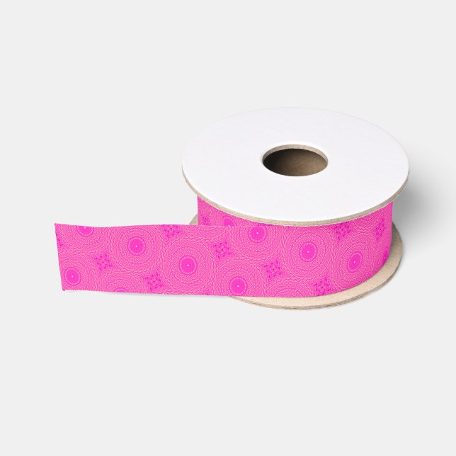 Hot pink circles pattern grosgrain ribbon (Spool)