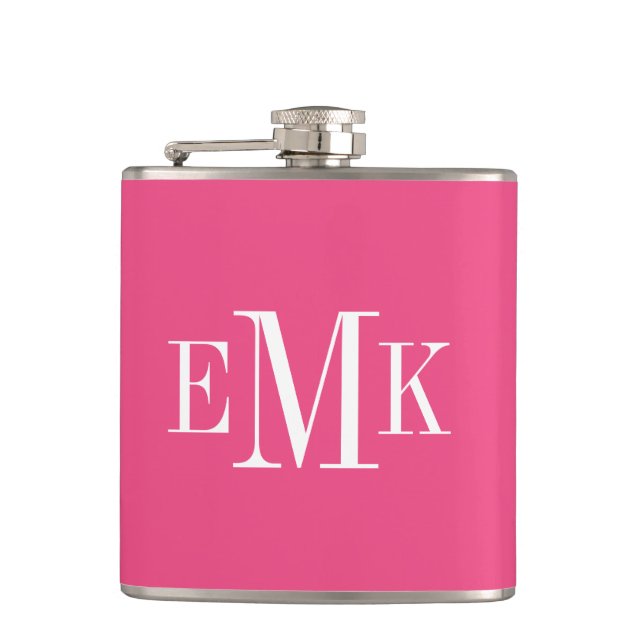 Hot Pink Classic Monogram Hip Flask (Front)