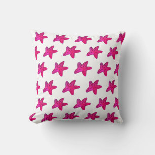 Hot Pink Coastal Starfish Throw Pillow