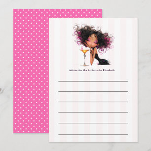 Hot Pink Cocktail Bridal Shower Advice Card