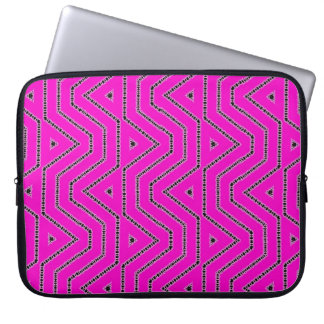 Hot Pink Color Black Graphic Art Designer Pattern Laptop Sleeve