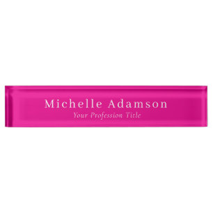 Hot Pink Color Professional Plain Modern Nameplate