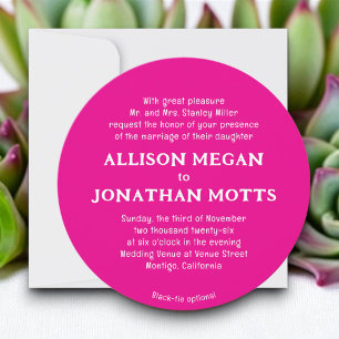 Hot Pink Colorful Contemporary Wedding Invitation