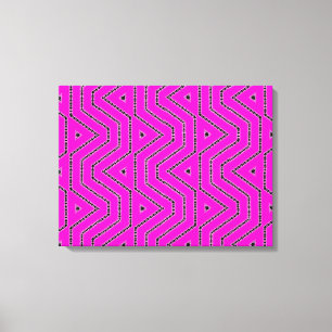 Hot Pink Colour Black Graphic Art Designer Pattern Canvas Print