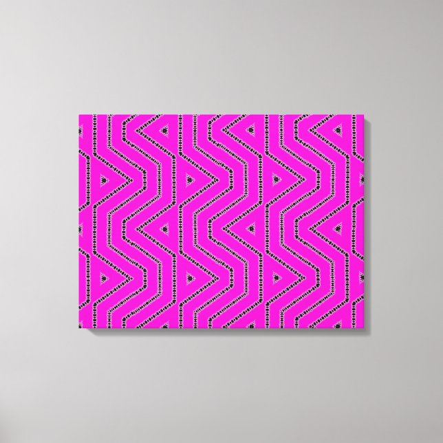 Hot Pink Colour Black Graphic Art Designer Pattern Canvas Print (Front)