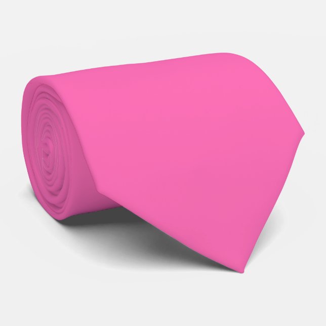 Hot Pink Colour Solid Plain Tie (Rolled)