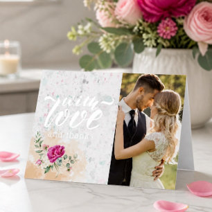 Hot Pink Colour Splash Wedding Foil Thank You Card