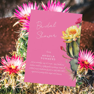 Hot Pink Colourful Cactus Bridal Shower Invitation