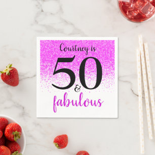 Hot Pink Confetti 50 and Fabulous Custom Script Napkin
