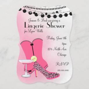 Hot Pink Corset Lingerie Party With Black Invitation