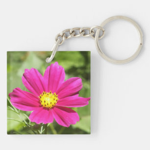 Hot Pink Cosmos Flower Keychain