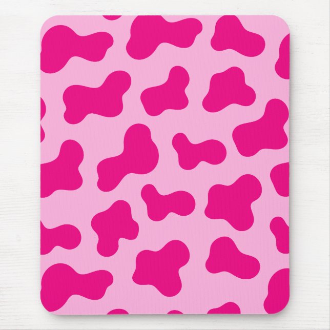 Hot Pink Cow Print  Mouse Mat (Front)