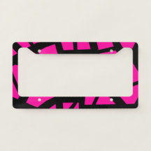 Hot pink “cracked” design license plate frame