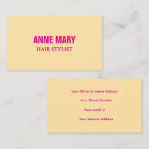 Hot Pink Cream Orange Ivory Hair Stylist Salon Business Card