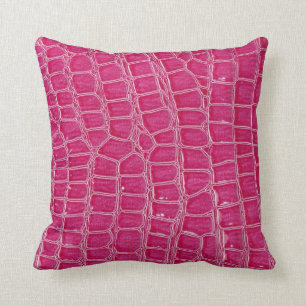 Hot Pink Croc Crocodile Skin Couch Throw Pillow