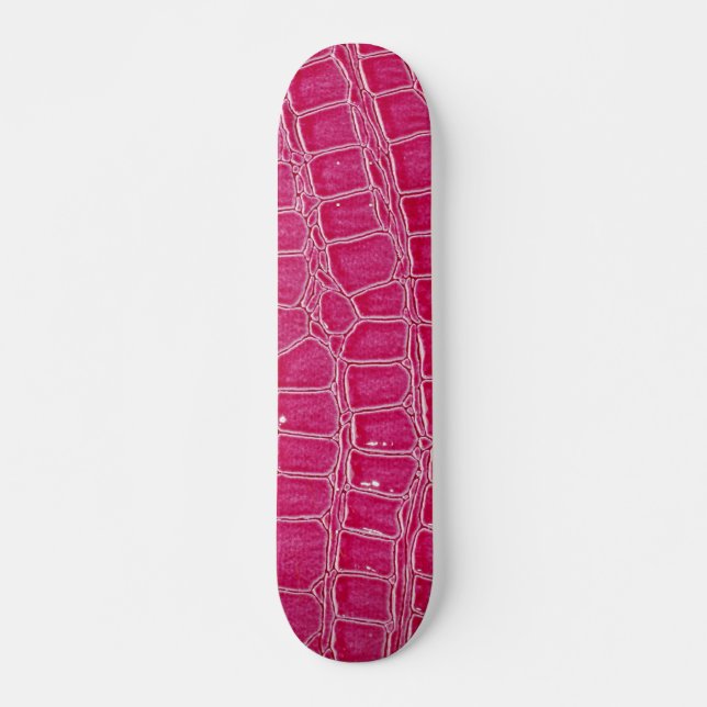 Hot Pink Croc Crocodile Skin Old School Skateboard (Front)