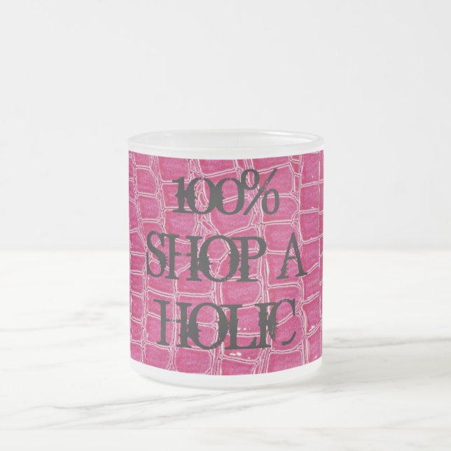 Hot Pink Croc Faux Frosted Glass Coffee Mug Cup (Center)