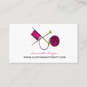 Hot Pink Crocheting & Knitting Business Card
