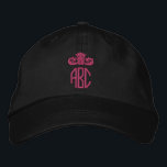 Hot Pink Crown Embroidered Hat Monogram Black Cap<br><div class="desc">Add your initials to this custom monogrammed hat template. Many other colours are available as well.</div>