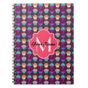 Hot Pink Cupcakes Personalised Name,Monogram Notebook