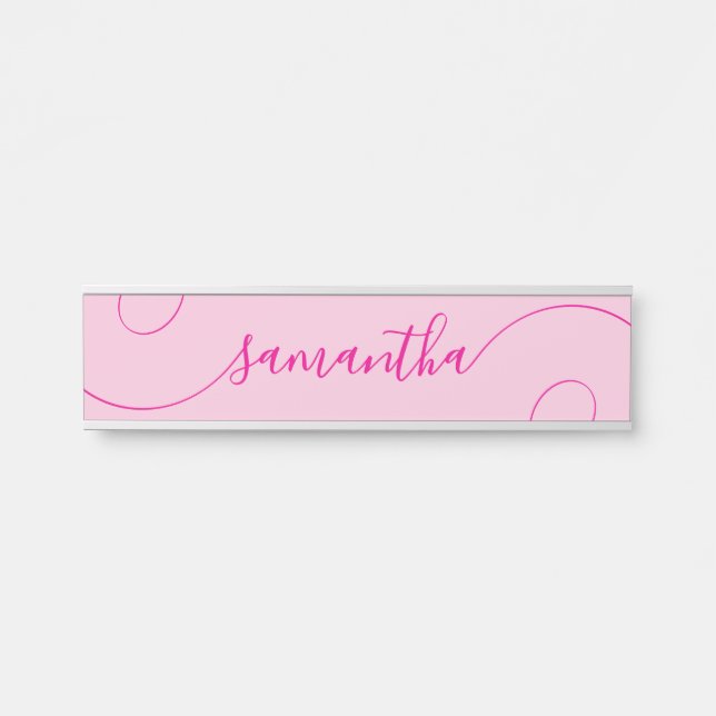 Hot Pink Curly Signature Door Sign (Front)