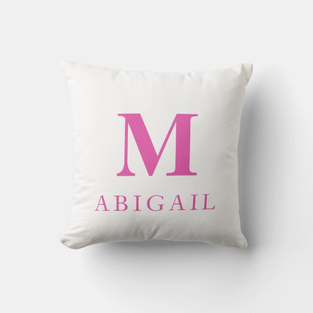 Hot Pink Custom Monogram Name Cushion (Front)