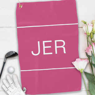 Hot Pink Custom Monogrammed Stylish Golfer Sports Golf Towel
