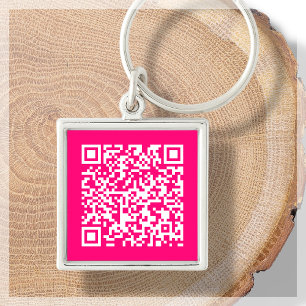 Hot Pink Custom Scannable QR Code Keychain