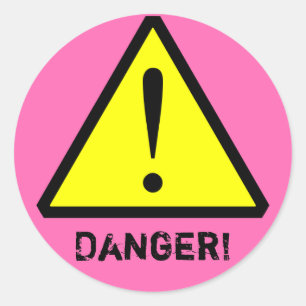 Hot Pink Customisable Warning Symbol Sticker