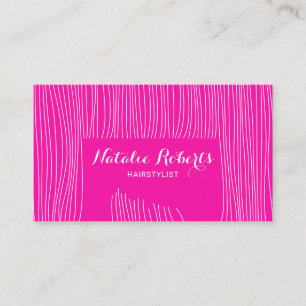 Hot Pink Cute Hair Drawing Hair Stylist Salon Appointment Card
