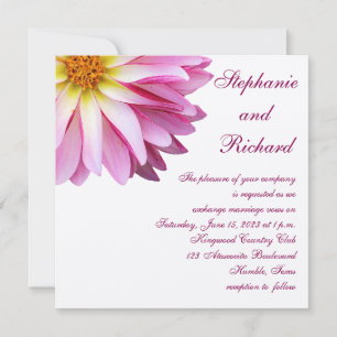 Hot Pink Dahlia Floral Square Wedding  Invitation
