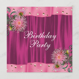 Hot Pink Dahlia Womans Birthday Party Invitation