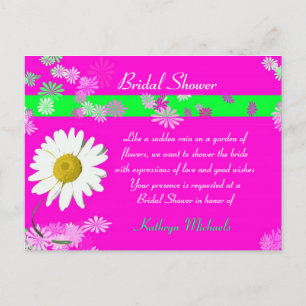 Hot Pink Daisy Bridal Shower Postcard