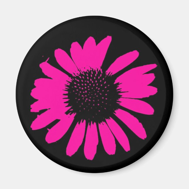Hot Pink Daisy Magnet (Front)