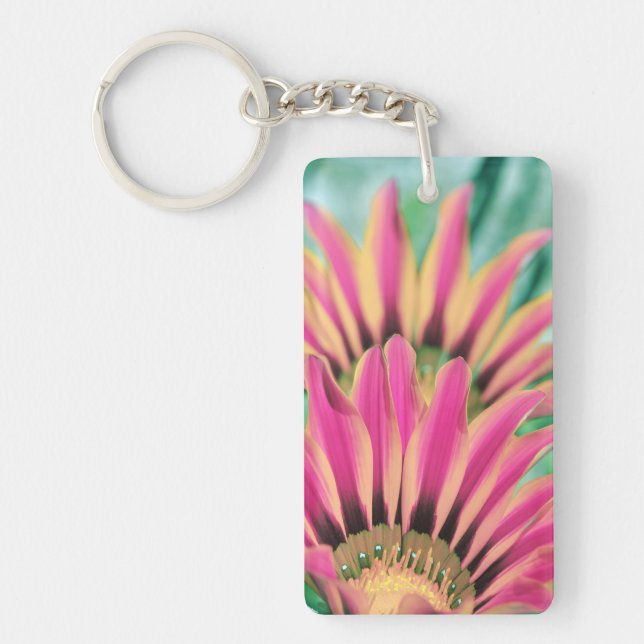 Hot Pink Daisy Petals Key Ring (Front)