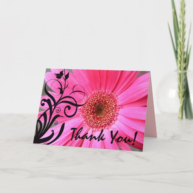 Hot Pink Daisy Thank You Card (Front)