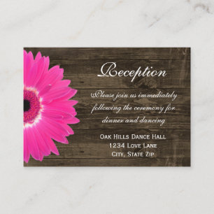 Hot Pink Daisy Wedding Reception Direction Card